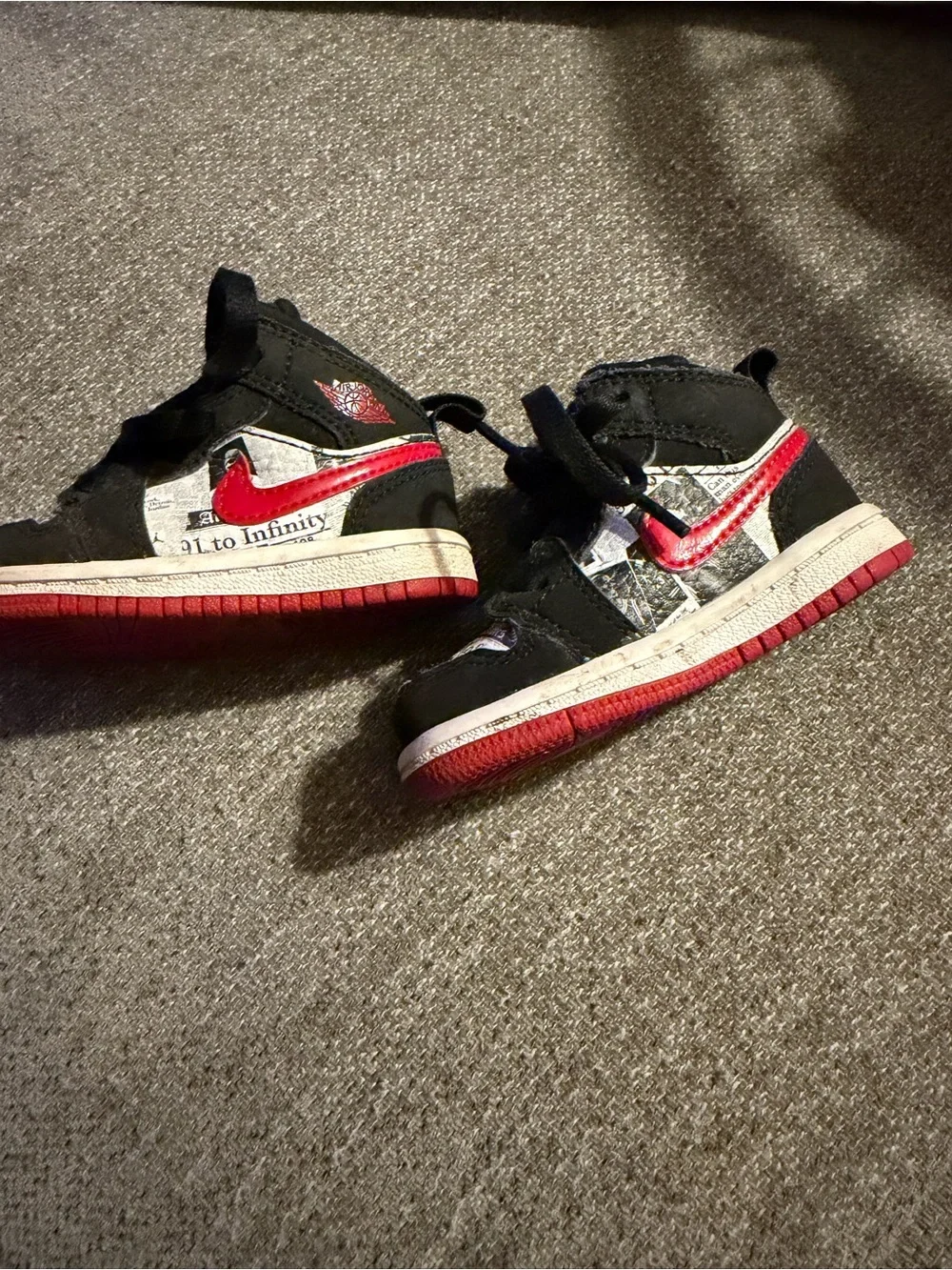 Jordan Kids Black, Red & White High-Top Sneakers